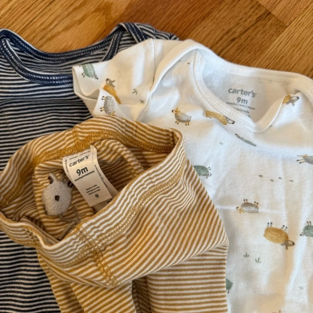 Carter's 9M five piece set- 4 short sleeve tops, 1 pants